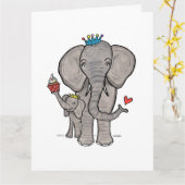 パーソナライズされた象と赤ちゃんの母の日カード カード (黄色い花)