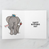 パーソナライズされた象と赤ちゃんの母の日カード カード (内部)