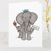 パーソナライズされた象と赤ちゃんの母の日カード カード (黄色い花)