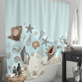 パーソナライズされた貝類と砂海岸ビーチ シャワーカーテン