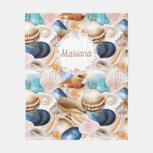 パーソナライズされた貝類の模様 フリースブランケット (正面)