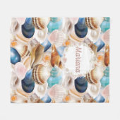 パーソナライズされた貝類の模様 フリースブランケット (正面(横))