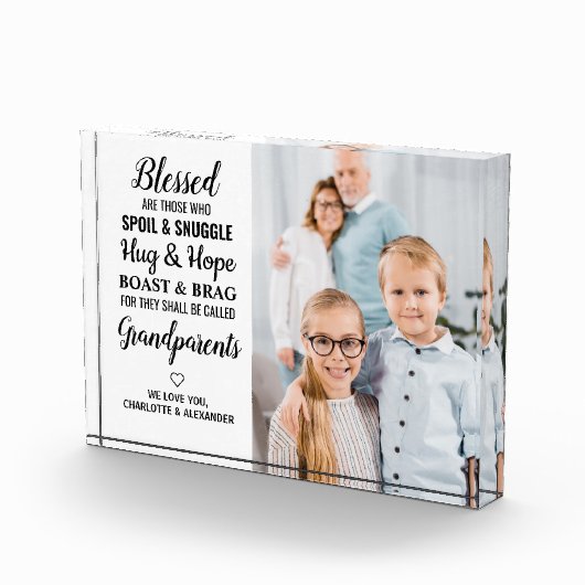 パーソナライズされた賛美祖父母の詩モダン フォトブロック (右)