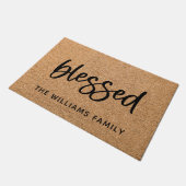 パーソナライズされた賛美Welcome Matファミリ名 ドアマット (アングル)