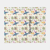 パーソナライズされた贈り物の鳥と多肉 フリースブランケット (正面(横))