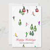 パーソナライズされた赤いゴンドラスキー休暇のイラスト シーズンカード (正面)