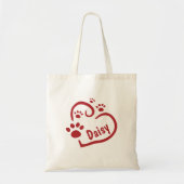 パーソナライズされた赤いハートとポープリントキャンバス トートバッグ (正面)