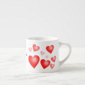 パーソナライズされた赤いハートカスタム文字 エスプレッソカップ (右)