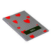 パーソナライズされた赤いハートストライプ ノートブック (右側)