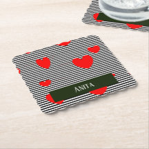 パーソナライズされた赤いハートストライプ