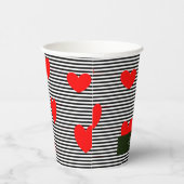 パーソナライズされた赤いハートストライプ 紙コップ (右)