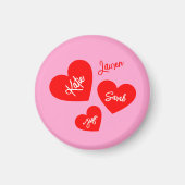 パーソナライズされた赤いハートピンク母 マグネット (正面)