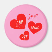 パーソナライズされた赤いハートピンク母 マグネット (正面)