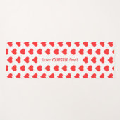 パーソナライズされた赤いハートヨガマットカスタム引用文 ヨガマット (正面(横))