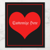 パーソナライズされた赤いハートワインラベル ワインラベル (シングルラベル)