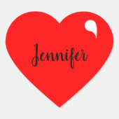 パーソナライズされた赤いハート名のシール ハートシール (正面)