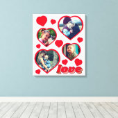 パーソナライズされた赤いハート図形 キャンバスプリント (インサイチュ (ウッドフロア))