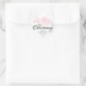 パーソナライズされた赤いピンクのローズとクロス洗礼 ラウンドシール (バッグ)