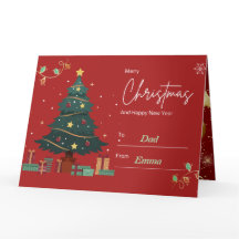 「パーソナライズされた赤い折りたたみ新年カード」