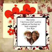 パーソナライズされた赤い花のヴィンテージ バレンタインデー シーズンカード