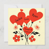 パーソナライズされた赤い花のヴィンテージ バレンタインデー シーズンカード (正面)