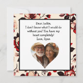 パーソナライズされた赤い花のヴィンテージ バレンタインデー シーズンカード (裏面)