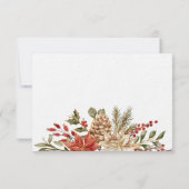 パーソナライズされた赤い花の松のクリスマスカード ノートカード (裏面)