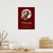 パーソナライズされた赤い葬儀の写真歓迎看板 ポスター (キッチン)