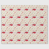 パーソナライズされた赤い飛行機とサンタ、メリークリスマス ラッピングペーパー (フラット)