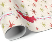 パーソナライズされた赤い飛行機とサンタ、メリークリスマス ラッピングペーパー (ロールコーナー)
