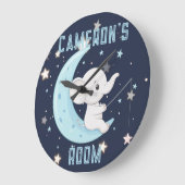 パーソナライズされた赤ちゃん象フィッシング ４つ星 時計 (傾斜)