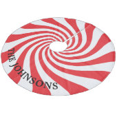 パーソナライズされた赤と白のクリスマス キャンディ フリース ツリースカート (アングル)