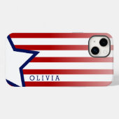 パーソナライズされた赤と白ストライプ Case-Mate iPhoneケース (裏面 (横))