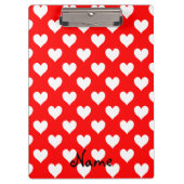 パーソナライズされた赤と白ハート クリップボード (正面)