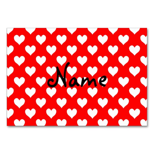 パーソナライズされた赤と白ハート テーブルナンバー (正面)