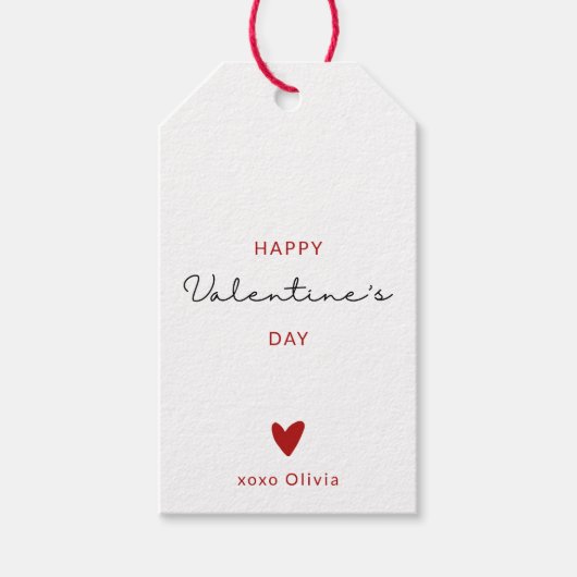 パーソナライズされた赤と白モダンDAY ギフトタグ (正面)