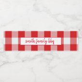 パーソナライズされた赤と白水牛のプレイドラベル ペットボトルラベル (シングルラベル)