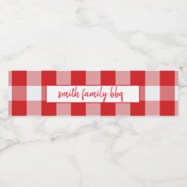 パーソナライズされた赤と白水牛のプレイドラベル ペットボトルラベル