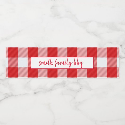 パーソナライズされた赤と白水牛のプレイドラベル ペットボトルラベル (シングルラベル)