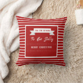 パーソナライズされた赤と白聖降誕祭ストライプの クッション (ブランケット)