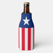 パーソナライズされた赤白青スストライプのターズ ボトルクーラー (ボトル正面)