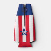 パーソナライズされた赤白青スストライプのターズ ボトルクーラー (裏面)