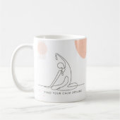 パーソナライズされた赤面デジタルデトックスヨガラインアート コーヒーマグカップ (左)