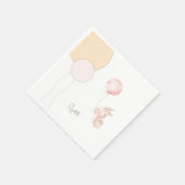 パーソナライズされた赤面バニー風船ベビーシャワー スタンダードカクテルナプキン (角)