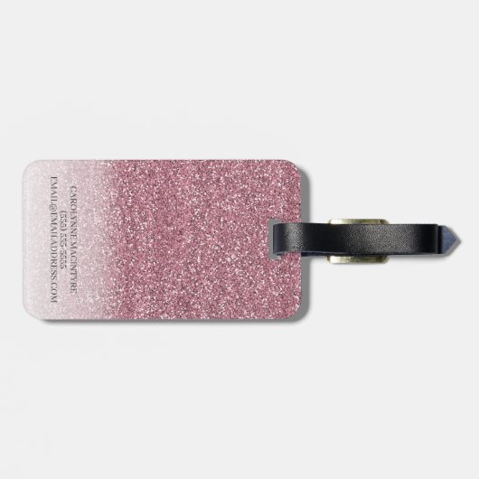 パーソナライズされた赤面ピガーリーンクグリッターモノグラム ラゲッジタグ (裏面横)