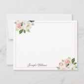 パーソナライズされた赤面ピフェミニンンク水カラーフローラ ノートカード (正面)