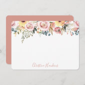 パーソナライズされた赤面ピモダンンク水カラーフローラ ノートカード (正面/裏面)