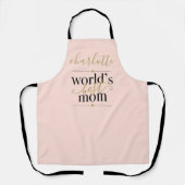 パーソナライズされた赤面ピンクと金ゴールドの世界のマ最高のーム エプロン (正面)