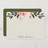 パーソナライズされた赤面ピンクウォーター色の緑モダン色 ノートカード (正面/裏面)