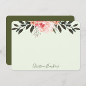 パーソナライズされた赤面ピンクウォーター色の緑モダン色 ノートカード (正面/裏面)